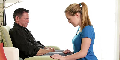 Stepdad rams his cock in tight stepdaughter Jesse Parker's throat & pussy