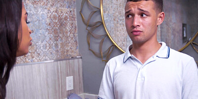Vienna Black sucks hard dick and gets pounded in the bathroom