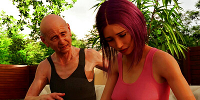 Cheating wife gives a sleeping old man a blow