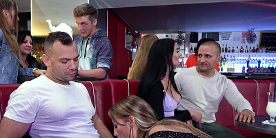 Cafe public sex with hot Silvia Dellai