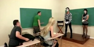 Big-tit brunette schoolgirl teen slut fucks teacher's dick in class