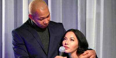 Morgan Lee gets oiled up and boned on the couch