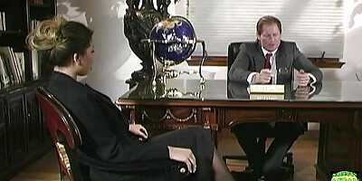 Asian Secretary in Black Stockings Lets Her Boss Fuck Her on the Desk