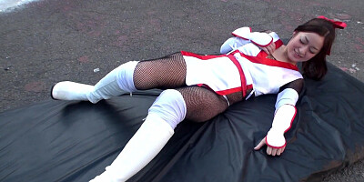 Japanese teen Maria Ono gets fucked by two ninjas outdoors