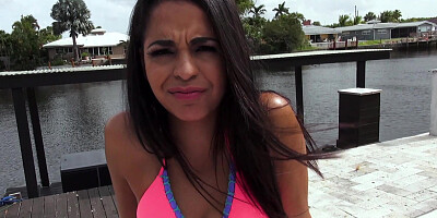 Cute Latina Vienna Black has sex with her stepbrother by the pool