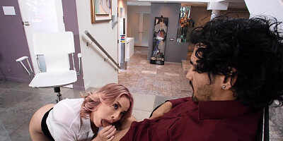 Dana DeArmond sucks and rides young cock with an extra passion