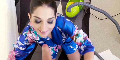 Jimena Lago gags & bounce on salesman's monster cock