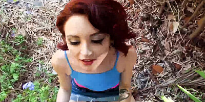 Lola Fae swallows a big knob & gets fucked & creampied in public