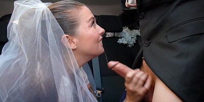 Whorish bride with natural boobs screwed by cocky limo driver