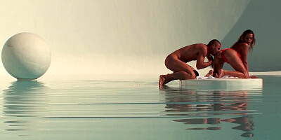 Mia Malkova gets eaten out and analized in the water