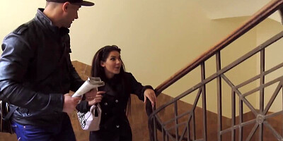 Horny man kisses and strips lovely teen chick Bella Beretta