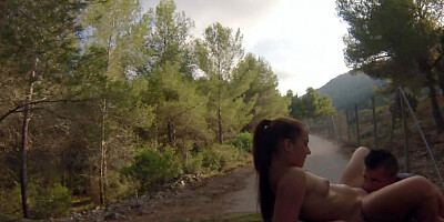 Lustful brunette model gets screwed so hard in public