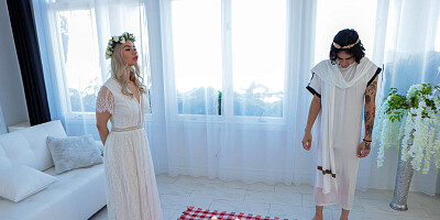 Foxy blonde chick licked and fucked by a stepbrother