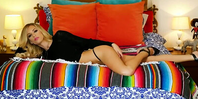 Slender blonde is naked and ready to finger own sweet twat