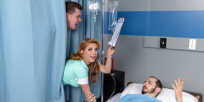 Gorgeous redhead nurse gets her anal hole hammered