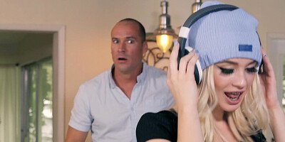 Rebellious blonde teen seduces older dude