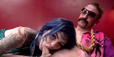 Amber Luke gets her tattooed fuck holes drilled