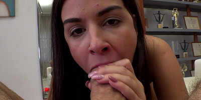Becky Bondon sucks massive cock in POV
