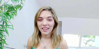 Adorable blonde is learning important skills