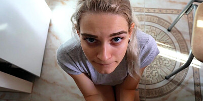 Hot doggystyle sex with blonde BelleNiko in the kitchen