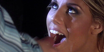 Shapely Charisma Cappelli sucking cock in the dark
