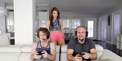 Harley Ann Wolf takes two cocks & gets a double facial for Valentine's Day