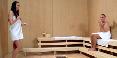 Horny people are having fun in sauna