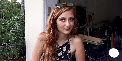 Kadence Marie bends over her scooter & takes a hard pound outdoors