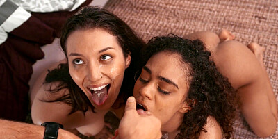 Scarlit Scandal and Bella Rolland interracial threesome