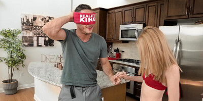 Hannah Hays and Danny Mountain have fun in the kitchen