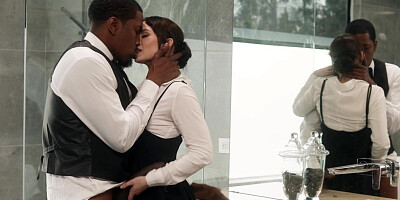 Lilly Bell sucks big black cock and gets fucked balls deep