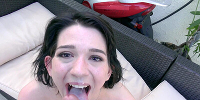 Raven-haired bimbo Riley Jean fucks horny stud in bed
