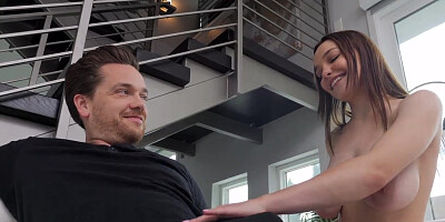 Sweet busty maid Rissa May enjoys stud's thick cock