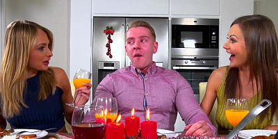 Ivana Sugar and her step sister sucks and fucks brother during the dinner