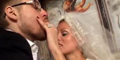Femdom bride pussy & foot dominating her groom in the bedroom