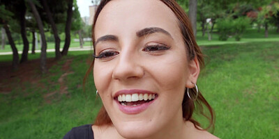 Spanish Gala Anguita gives nice blowjob outdoors