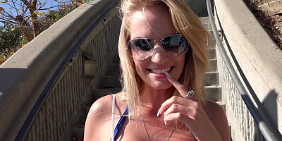 Rachael Cavalli wearing sunglasses is sucking cock