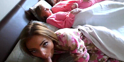 Shyla Ryder & Liza Rowe get dicked by turns on the slumber party