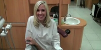 Sexy young dentist with perfect tits fucks patient in her office