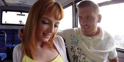 Anna Darling and Lola Gatsby take turns on huge cock in the bus