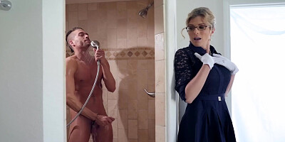 Cory Chase having wet shower fuck with her big dicked stepson