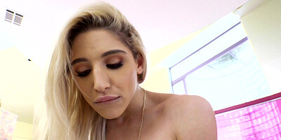 Abella Danger posing in sheer white pantyhose on the desk