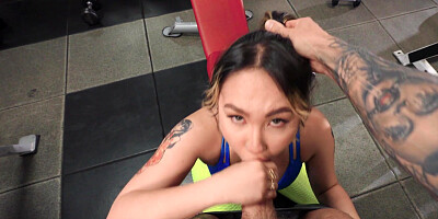 Gym sex with curvy Tomie Tang and facial