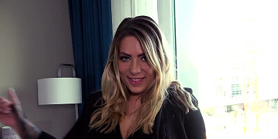 Tattooed Mia Blow with big tits has sex in the POV bathroom