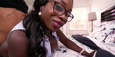 Big ass ebony whore Vickie Starxxx taking long white prick