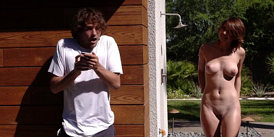 CeCe Capella fucks her bf's buddy on patio till orgasms over his cock