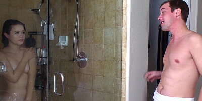 Yhivi gets backdoor dick-down in the shower by her gf's brother