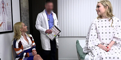 Threesome of sexy Aaliyah Love and Haley Spades with doctor
