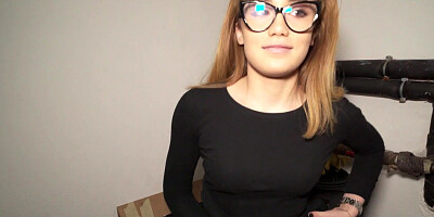 Petite newcomer with glasses gets pounded in POV