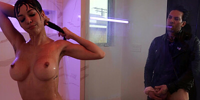 Kataljna Kittin on her knees gets her face fucked by Small Hands